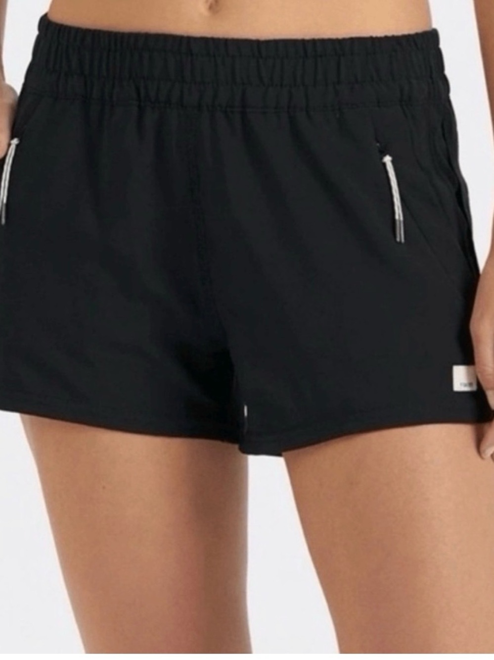 Vuori Black Elastic-Waist Athletic Shorts with Zip Pockets
